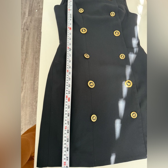 Vintage Black Gold Crest Button Dress Sleeveless Designer Style Size 6 - Picture 10 of 12